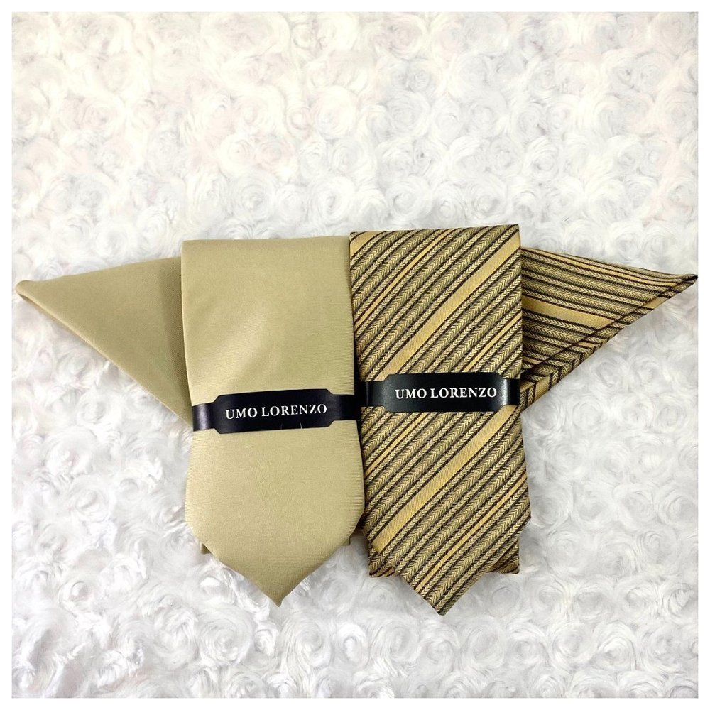 2 Tan Tie Sets 1 Traditional & 1 Solid